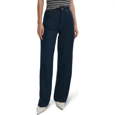 rag & bone rag & bone Featherweight Logan Mid Rise Wide Leg Jeans in Dusk Rinse — Women Winter navy Jeans & Denim