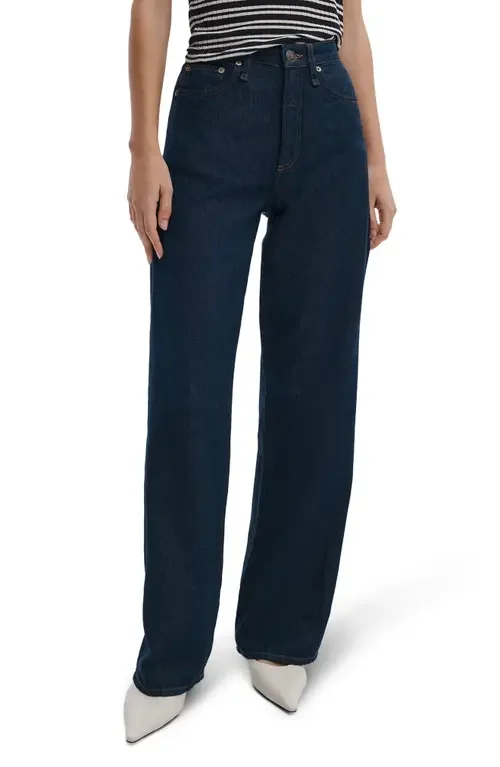 rag & bone rag & bone Featherweight Logan Mid Rise Wide Leg Jeans in Dusk Rinse — Women Winter navy Jeans & Denim