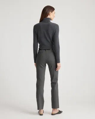 Quince Quince | Women's Ultra-Stretch Ponte Straight Leg 4-Pocket Pants in Charcoal — Women Winter navy Trousers & Chinos