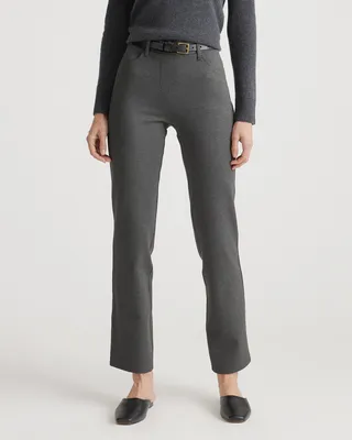 Quince Quince | Women's Ultra-Stretch Ponte Straight Leg 4-Pocket Pants in Charcoal — Women Winter navy Trousers & Chinos