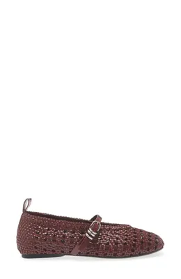 rag & bone rag & bone Spire Woven Mary Jane Flat in Burgundy Woven — Women Autumn chocolate Shoes