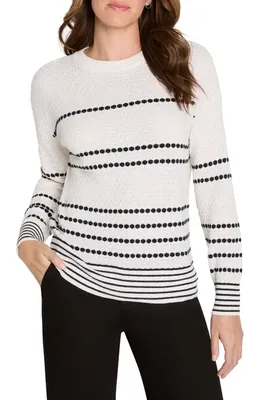 NIC+ZOE NIC+ZOE Circle Cotton & Cashmere Blend Sweater in Cream Multi — Women Winter white Tops