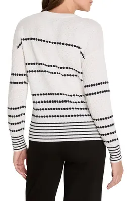 NIC+ZOE NIC+ZOE Circle Cotton & Cashmere Blend Sweater in Cream Multi — Women Winter white Tops