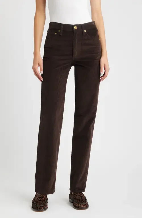 rag & bone rag & bone Harlow Corduroy Straight Leg Pants in Dbrwn — Women Autumn chocolate Pants
