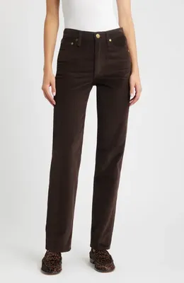 rag & bone rag & bone Harlow Corduroy Straight Leg Pants in Dbrwn — Women Autumn chocolate Pants