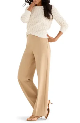 NIC+ZOE NIC+ZOE Lenox Wide Leg Stretch Twill Pants in Jute — Women Autumn tan Trousers & Chinos