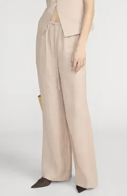 FRAME FRAME Linen Drawstring Lounge Pants in Flax — Women Spring ivory Pants