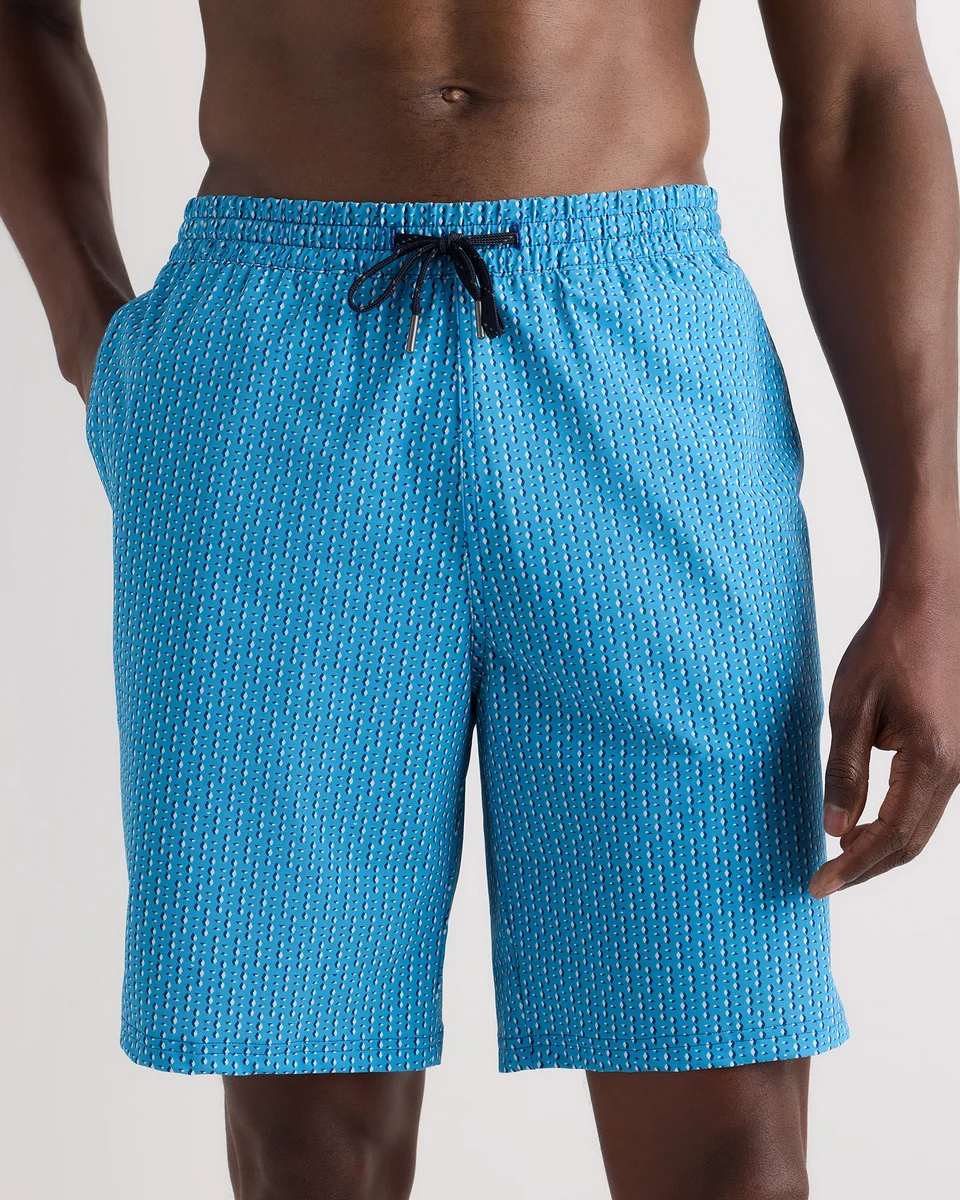 Quince Quince | Men's Italian Swim Trunks 9" in Diamond Geo — Men Spring teal Swimwear