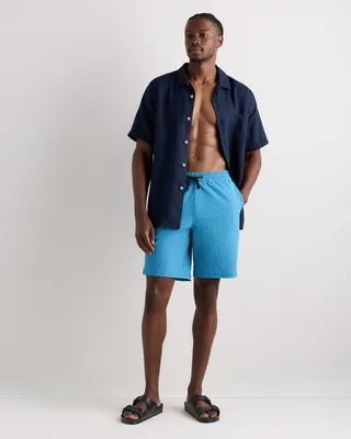 Quince Quince | Men's Italian Swim Trunks 9" in Diamond Geo — Men Spring teal Swimwear