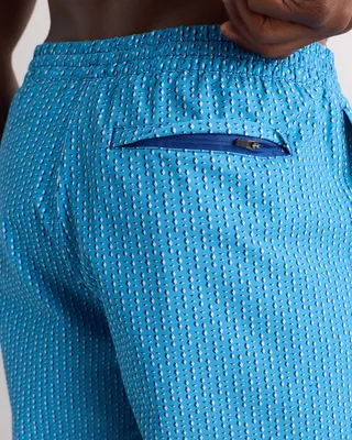 Quince Quince | Men's Italian Swim Trunks 9" in Diamond Geo — Men Spring teal Swimwear