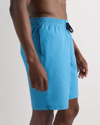 Quince Quince | Men's Italian Swim Trunks 9" in Diamond Geo — Men Spring teal Swimwear