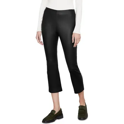 Vince Vince Crop Flare Leather Pants in Black — Women Winter black Pants