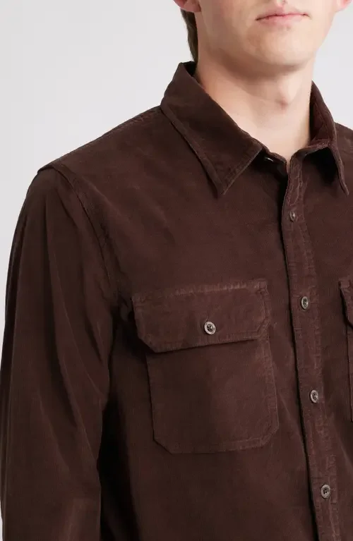 AG AG Curtis Classic Fit Button-Up Work Shirt in Sulfur Raw Umber — Men Autumn brown Tops