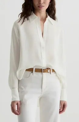 AG AG Sawtelle Button-Up Shirt in Powder — Women Spring ivory Outerwear