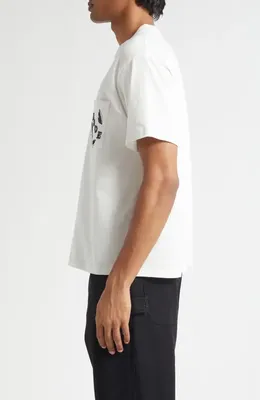 Bode Bode Beaded Leaf Pocket T-Shirt in Cream — Men Spring white Tops