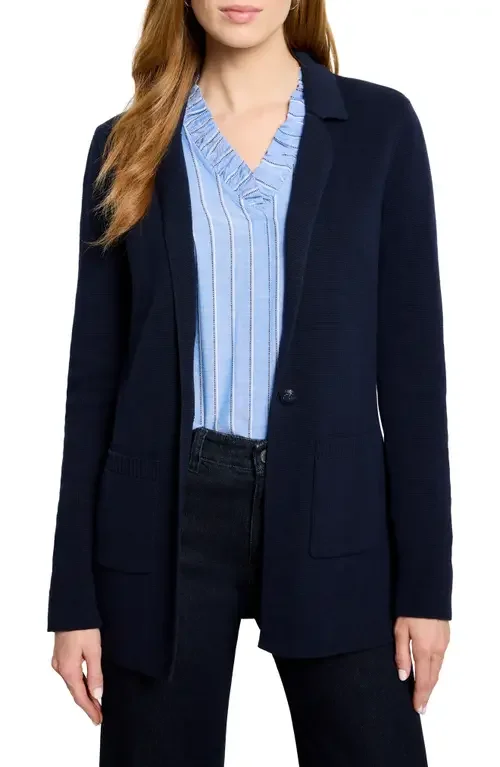 NIC+ZOE NIC+ZOE Knit Blazer in Dark Indigo — Women Winter navy Outerwear