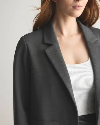 Quince Quince | Women's Ultra-Stretch Ponte Open Blazer in Charcoal — Women Winter navy Blazers