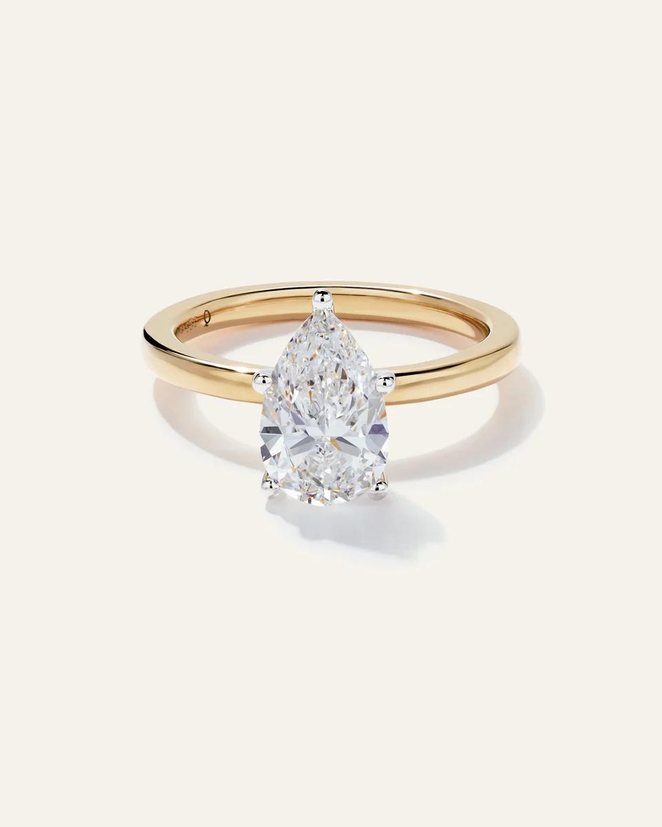 Quince Quince | Women's Lab Grown Diamond Pear Comfort Fit Engagement Ring 2ct in Yellow Gold — Women Spring gold Accessories