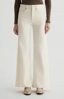 AG AG Saige High Waist Wide Leg Jeans in Powder/ecru — Women Spring white Pants