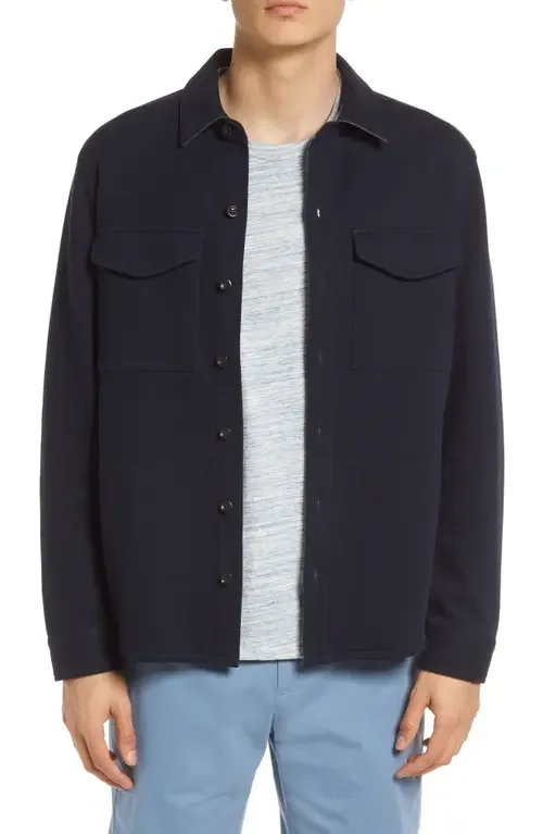 Vince Vince Cotton Blend Shirt Jacket in Coastal/med H Grey — Men Winter black Tops