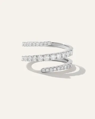 Quince Quince | Women's 14K Gold Diamond Spiral Ring in White Gold — Women Winter white Accessories