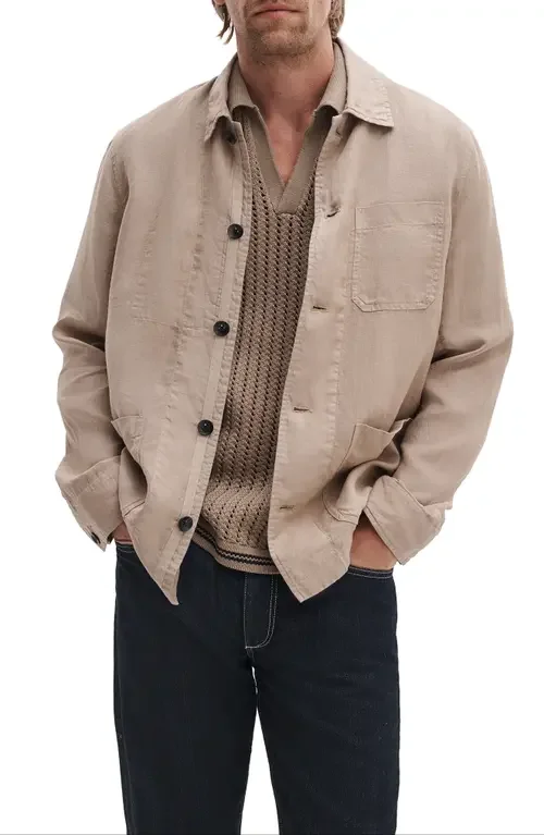 rag & bone rag & bone Evan Linen Chore Jacket in Wolf Grey — Men Autumn beige Outerwear