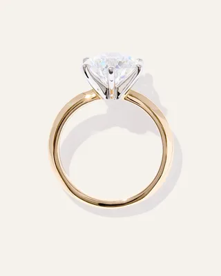 Quince Quince Women's Lab Grown Diamond Round Six Prong Knife Edge Engagement Ring 3ct in Yellow Gold — Women Spring gold Accessories
