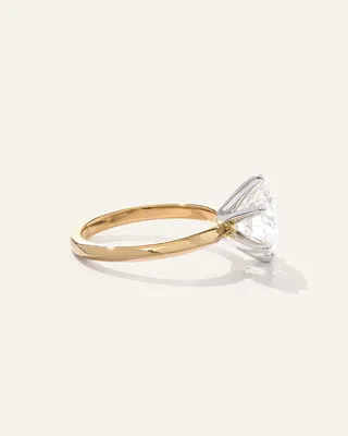 Quince Quince Women's Lab Grown Diamond Round Six Prong Knife Edge Engagement Ring 3ct in Yellow Gold — Women Spring gold Accessories