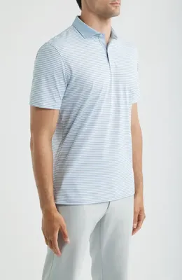 johnnie-O johnnie-O Cruz Stripe Performance Jersey Polo in Carbon Fiber — Men Summer silver Tops