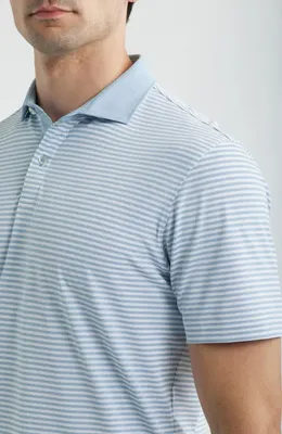 johnnie-O johnnie-O Cruz Stripe Performance Jersey Polo in Carbon Fiber — Men Summer silver Tops