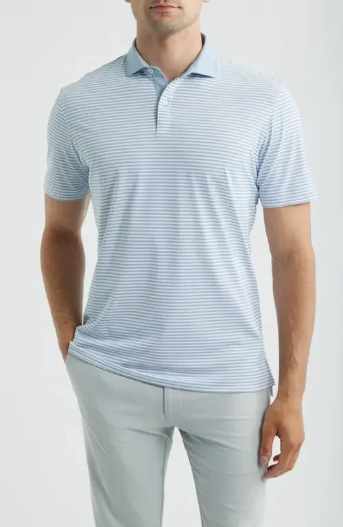 johnnie-O johnnie-O Cruz Stripe Performance Jersey Polo in Carbon Fiber — Men Summer silver Tops