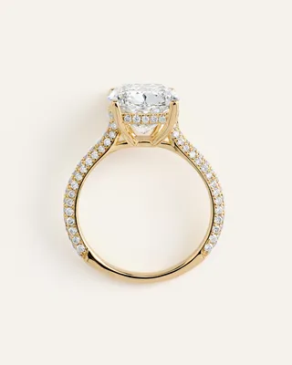 Quince Quince | Women's Lab Grown Diamond Elongated Cushion Pave Cathedral Engagement Ring 5ctw in Yellow Gold — Women Spring yellow Accessories