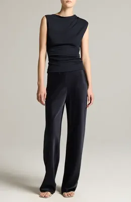 Vince Vince Cowl Neck Sleeveless Pima Cotton Top in Black — Women Winter black Tops