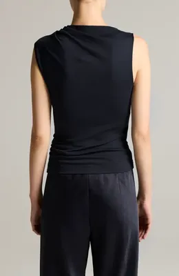 Vince Vince Cowl Neck Sleeveless Pima Cotton Top in Black — Women Winter black Tops