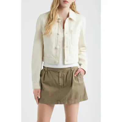 FRAME FRAME The Crop Denim Jacket in Shell — Women Spring white Outerwear