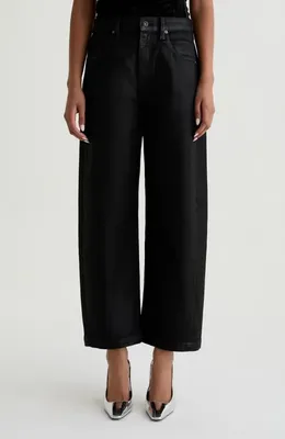 AG AG Hattie Coated High Waist Ankle Barrel Jeans in Black — Women Winter black Jeans & Denim
