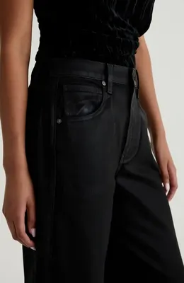 AG AG Hattie Coated High Waist Ankle Barrel Jeans in Black — Women Winter black Jeans & Denim
