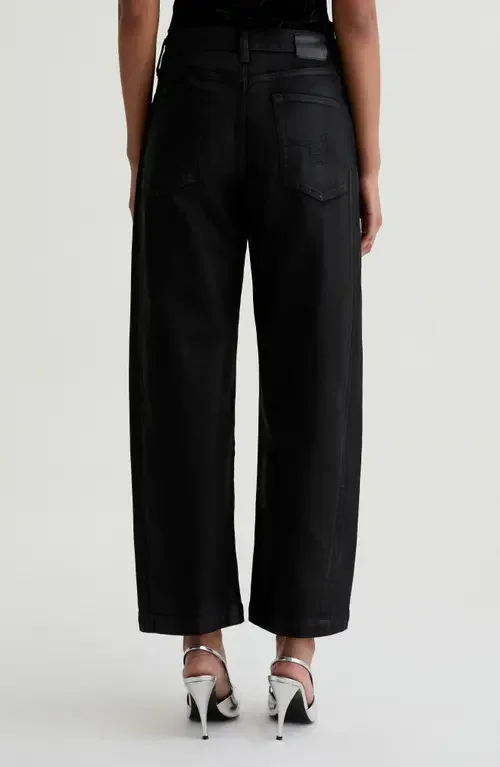 AG AG Hattie Coated High Waist Ankle Barrel Jeans in Black — Women Winter black Jeans & Denim