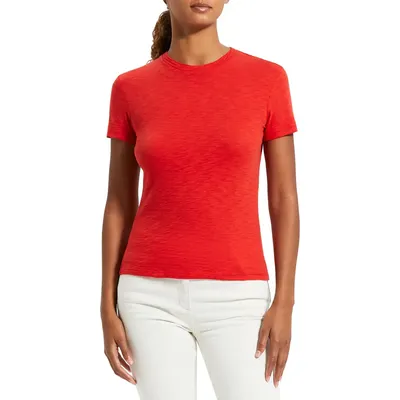 Theory Theory 2 Nebulous Organic Cotton Tiny Tee in Poppy -Uzt — Women Spring red Tops