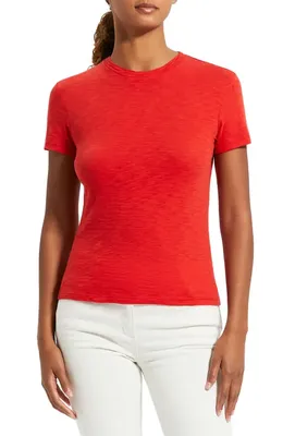 Theory Theory 2 Nebulous Organic Cotton Tiny Tee in Poppy -Uzt — Women Spring red Tops