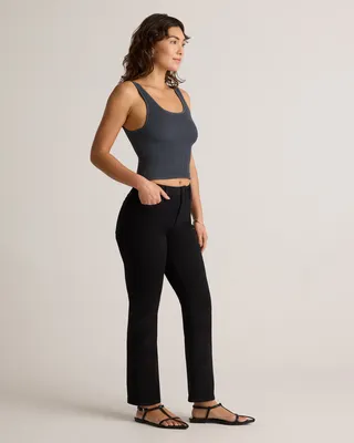 Quince Quince | Women's Bella Stretch Kick Flare Jeans in Black — Women Winter black Jeans & Denim