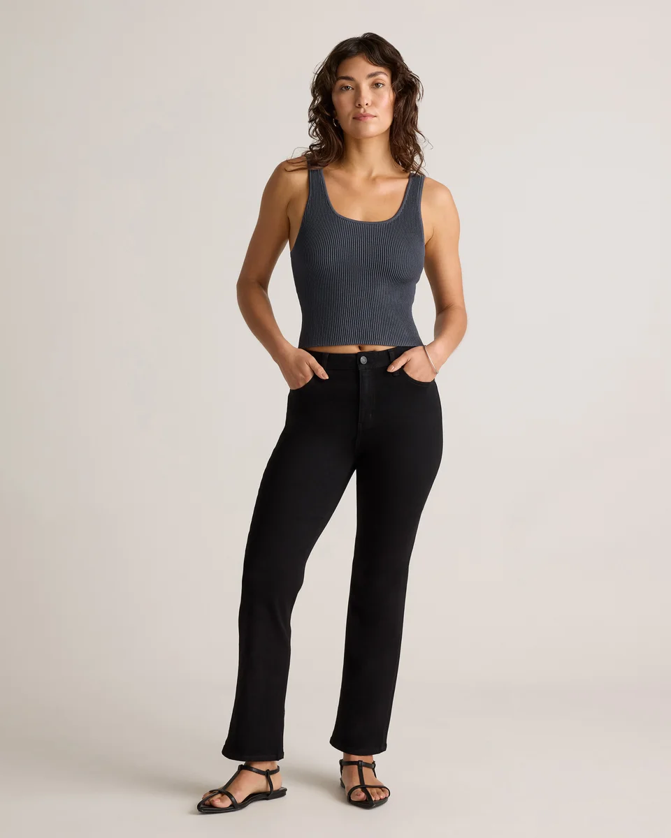 Quince Quince | Women's Bella Stretch Kick Flare Jeans in Black — Women Winter black Jeans & Denim