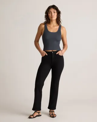 Quince Quince | Women's Bella Stretch Kick Flare Jeans in Black — Women Winter black Jeans & Denim