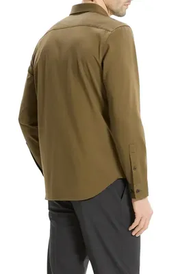 Theory Theory Sylvain ND Structure Knit Button-Up Shirt in Duffle — Men Autumn tan Tops