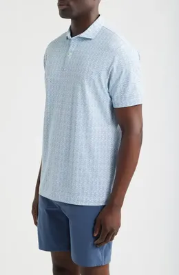 johnnie-O johnnie-O Vintage Floral Performance Jersey Polo in Carbon Fiber — Men Summer silver Tops