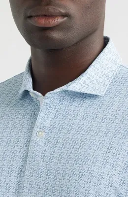 johnnie-O johnnie-O Vintage Floral Performance Jersey Polo in Carbon Fiber — Men Summer silver Tops