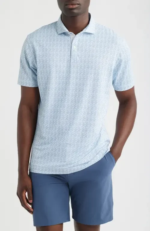 johnnie-O johnnie-O Vintage Floral Performance Jersey Polo in Carbon Fiber — Men Summer silver Tops
