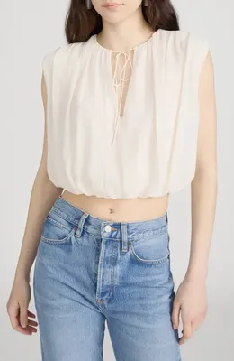 FRAME FRAME The Wave Tie Neck Silk Top in Cream — Women Spring ivory Tops