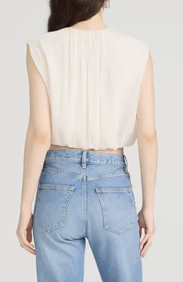 FRAME FRAME The Wave Tie Neck Silk Top in Cream — Women Spring ivory Tops