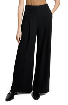 Theory Theory Pleated High Rise Wide Leg Pants in Black — Women Winter black Pants